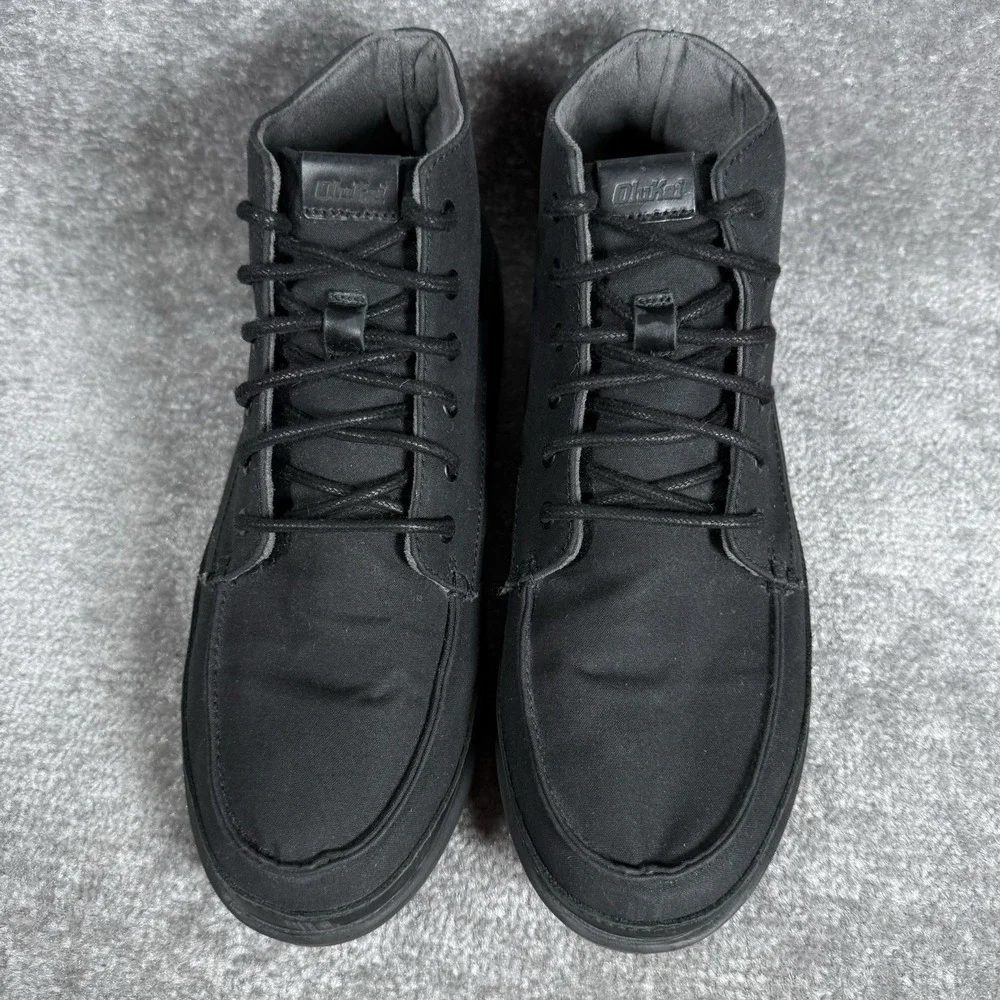 Olukai Nalukai‎ Kapa Boot Men's 9 Black Canvas Waxed Chukka Ankle Lace Up